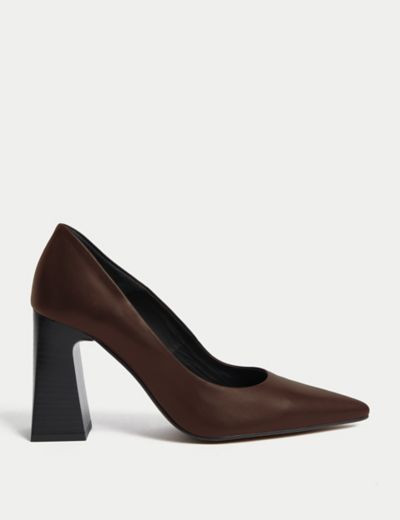 Leather Statement Pointed Toe Court Shoes